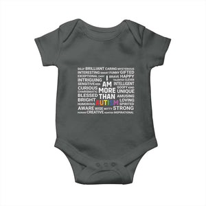 I Am More Than Autism Awareness Baby Onesie TS10 Dark Heather Print Your Wear