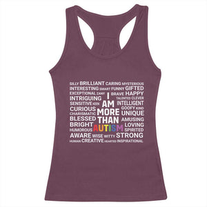 I Am More Than Autism Awareness Racerback Tank Top TS10 Maroon Print Your Wear