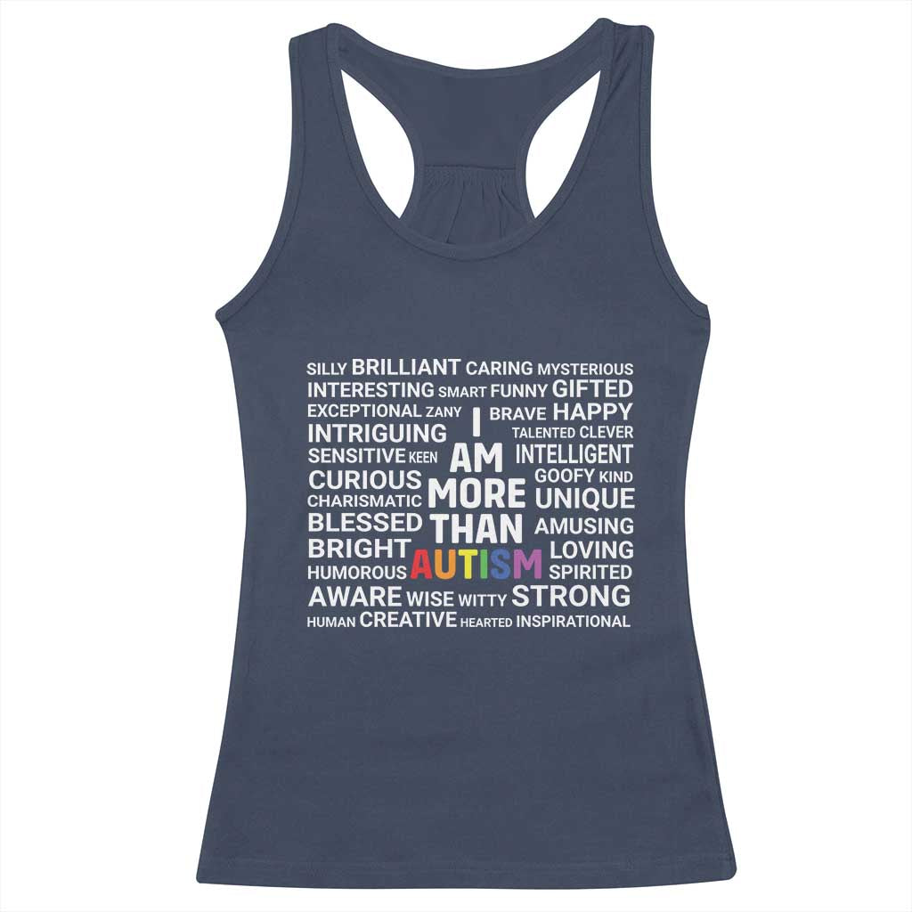 I Am More Than Autism Awareness Racerback Tank Top TS10 Navy Print Your Wear