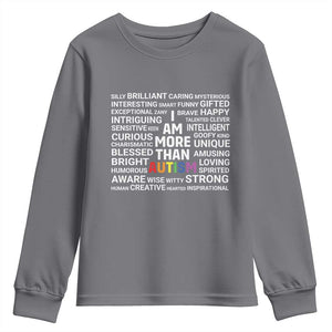I Am More Than Autism Awareness Youth Sweatshirt TS10 Charcoal Print Your Wear