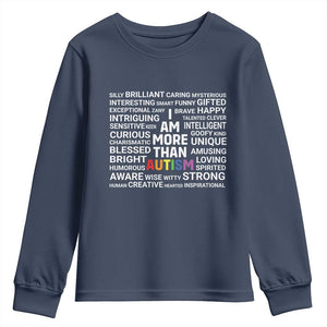 I Am More Than Autism Awareness Youth Sweatshirt TS10 Navy Print Your Wear