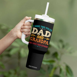 I Have Two Titles Dad And Grandpa Tumbler With Handle Retro Father's Day Grandpa Gift TS10 Print Your Wear