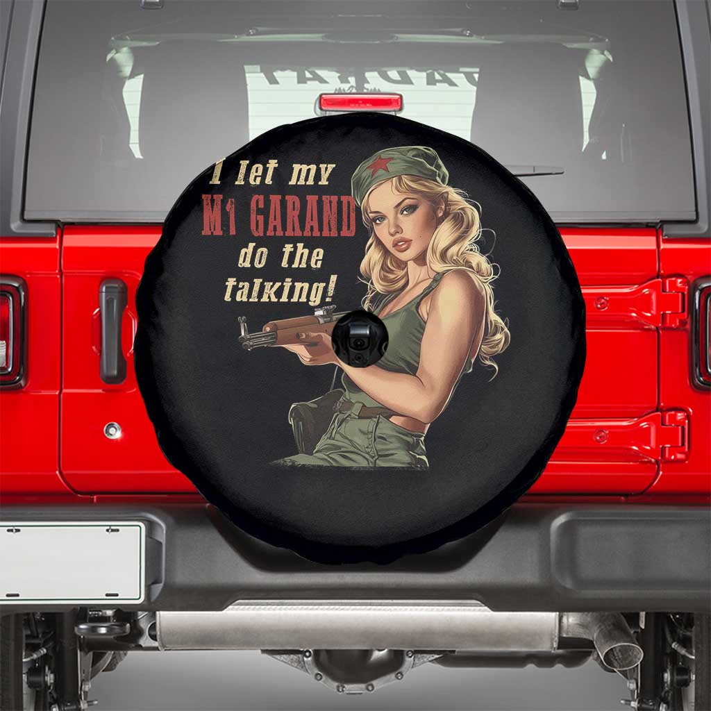 I Let My M1 Garand Do The Talking Spare Tire Cover WWII Pin Up TS11 Black Print Your Wear