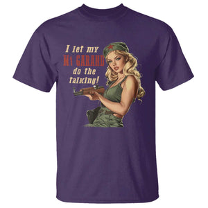 I Let My M1 Garand Do The Talking T Shirt WWII Pin Up TS11 Purple Print Your Wear