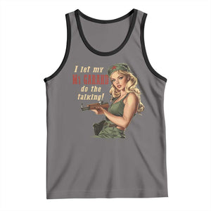 I Let My M1 Garand Do The Talking Tank Top WWII Pin Up TS11 Deep Heather Black Print Your Wear