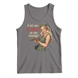I Let My M1 Garand Do The Talking Tank Top WWII Pin Up TS11 Deep Heather Print Your Wear