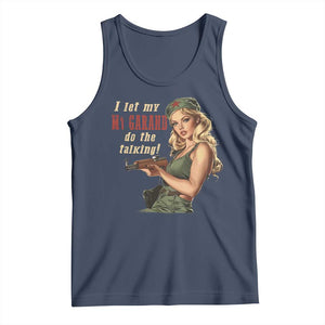 I Let My M1 Garand Do The Talking Tank Top WWII Pin Up TS11 Navy Print Your Wear