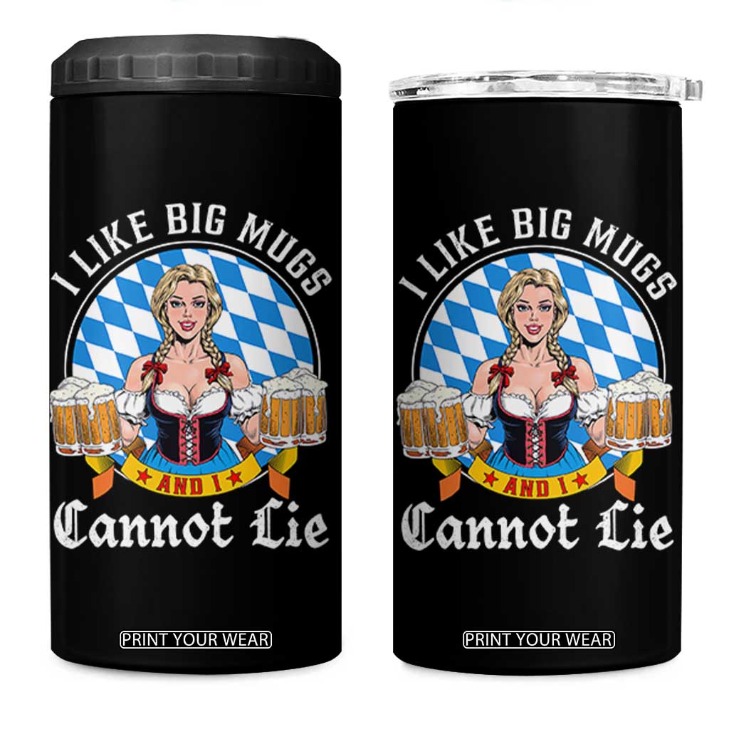 I Like Big Mugs And I Cannot Lie 4 in 1 Can Cooler Tumbler Oktoberfest Party Beer Dirndl Bavarian Flag TS11 One Size: 16 oz Black Print Your Wear