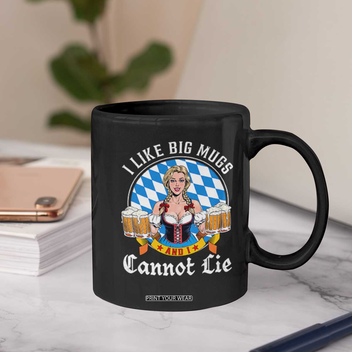 I Like Big Mugs And I Cannot Lie Coffee Mug Oktoberfest Party Beer Dirndl Bavarian Flag TS11 Print Your Wear