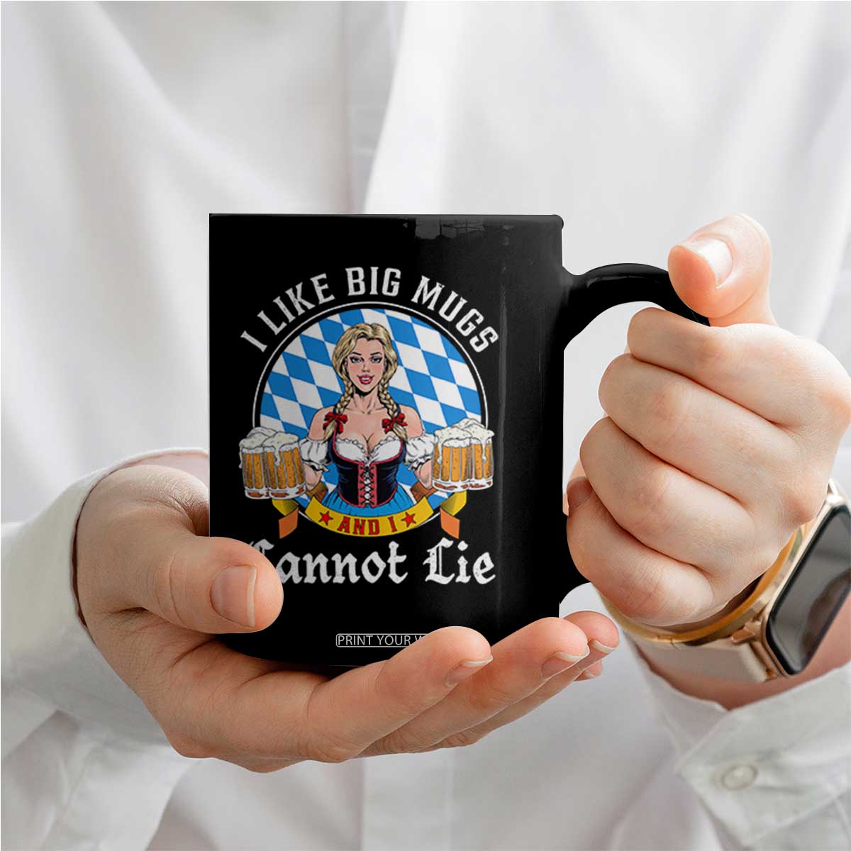 I Like Big Mugs And I Cannot Lie Coffee Mug Oktoberfest Party Beer Dirndl Bavarian Flag TS11 Print Your Wear