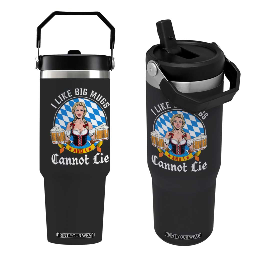 I Like Big Mugs And I Cannot Lie Flip Straw Tumbler Oktoberfest Party Beer Dirndl Bavarian Flag TS11 One Size: 30 oz Black Print Your Wear
