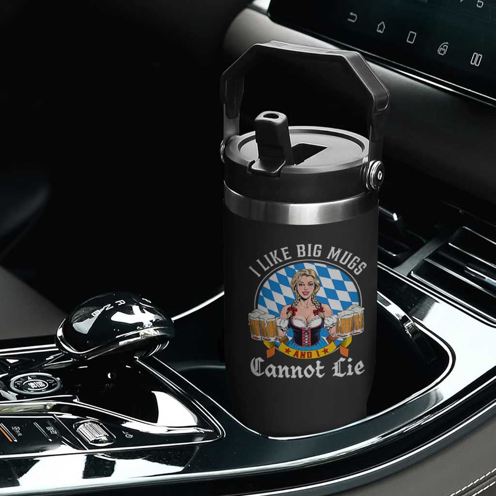 I Like Big Mugs And I Cannot Lie Flip Straw Tumbler Oktoberfest Party Beer Dirndl Bavarian Flag TS11 Print Your Wear