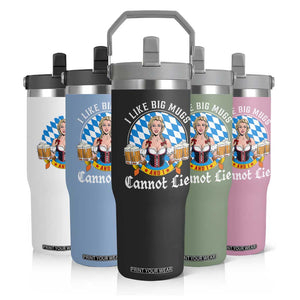 I Like Big Mugs And I Cannot Lie Flip Straw Tumbler Oktoberfest Party Beer Dirndl Bavarian Flag TS11 Print Your Wear