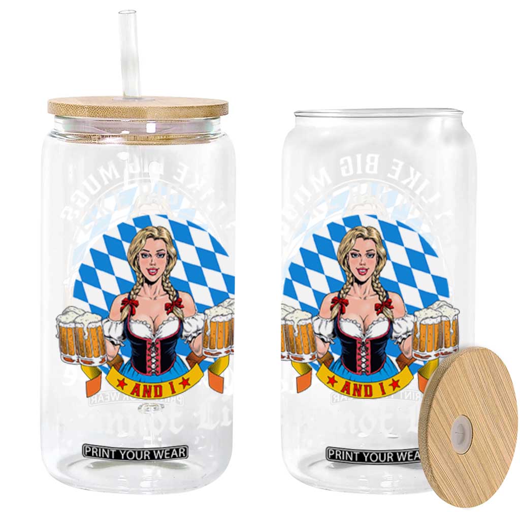 I Like Big Mugs And I Cannot Lie Glass Can Oktoberfest Party Beer Dirndl Bavarian Flag TS11 Black Print Your Wear