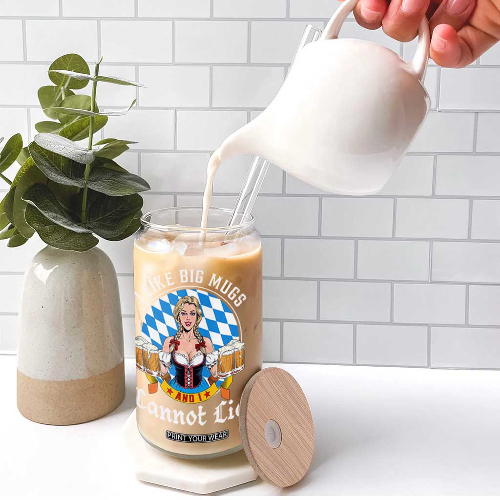 I Like Big Mugs And I Cannot Lie Glass Can Oktoberfest Party Beer Dirndl Bavarian Flag TS11 Print Your Wear