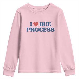 I Love Due Process Youth Sweatshirt Pro Immigration Immigrants Feed America TS10 Light Pink Print Your Wear