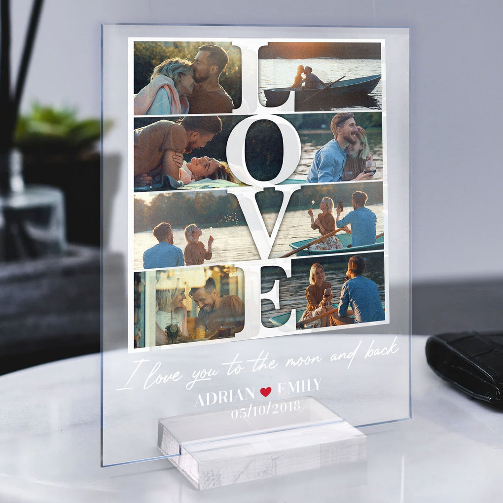 Personalized I Love You To The Moon and Back Acrylic Plaque Birthday, Loving, Anniversary Gift For Couple, Husband and Wife, Life Partners CTM Custom - Printyourwear