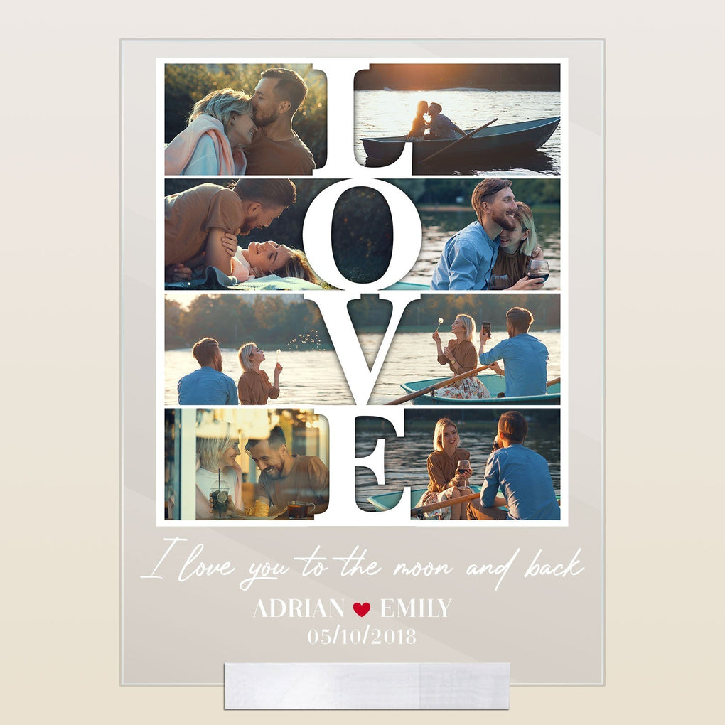Personalized I Love You To The Moon and Back Acrylic Plaque Birthday, Loving, Anniversary Gift For Couple, Husband and Wife, Life Partners CTM Custom - Printyourwear