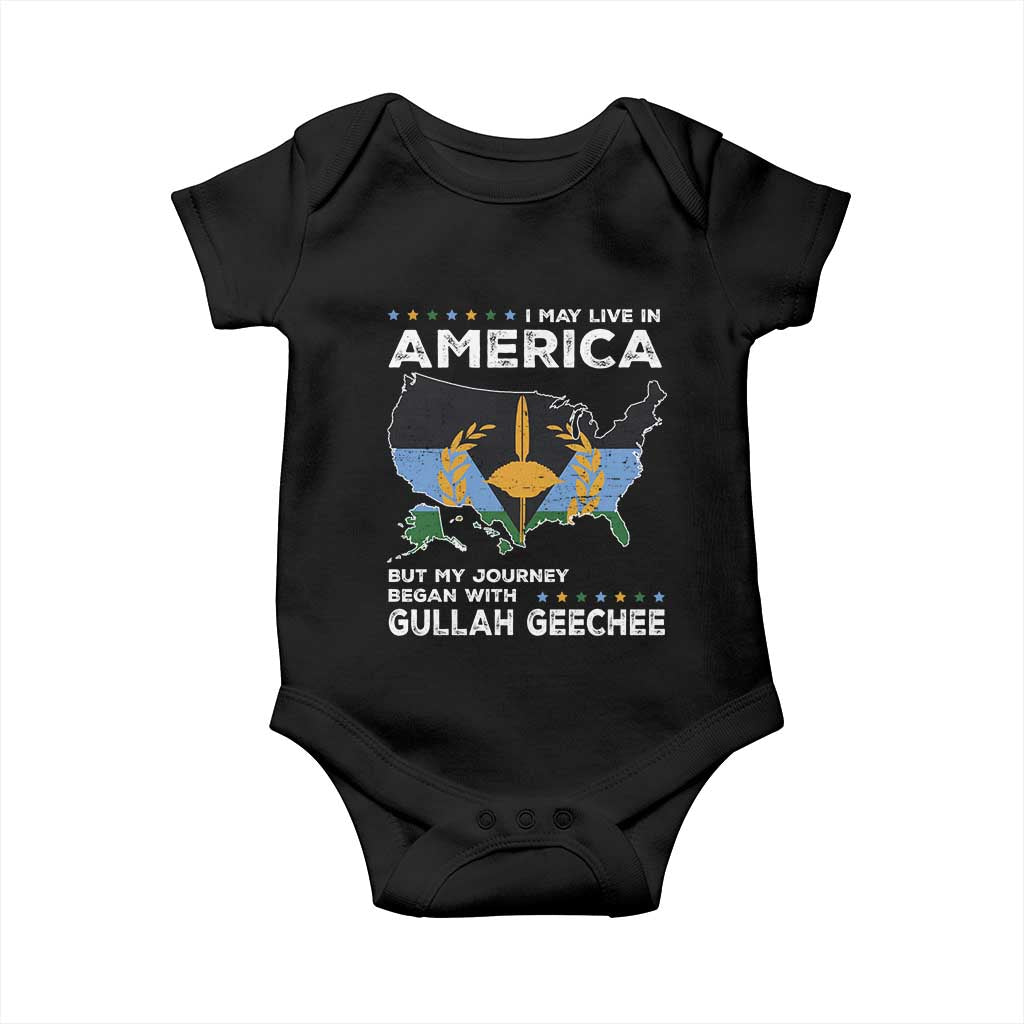 I May Live In America But My Journey Began With Gullah Geechee Baby Onesie Gullah Geechee Pride TS11 Black Print Your Wear