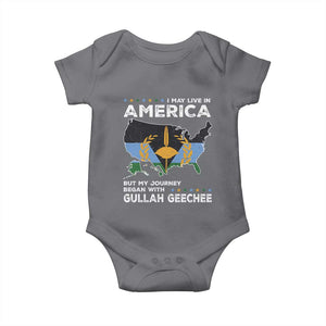 I May Live In America But My Journey Began With Gullah Geechee Baby Onesie Gullah Geechee Pride TS11 Charcoal Print Your Wear