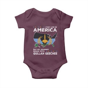 I May Live In America But My Journey Began With Gullah Geechee Baby Onesie Gullah Geechee Pride TS11 Maroon Print Your Wear