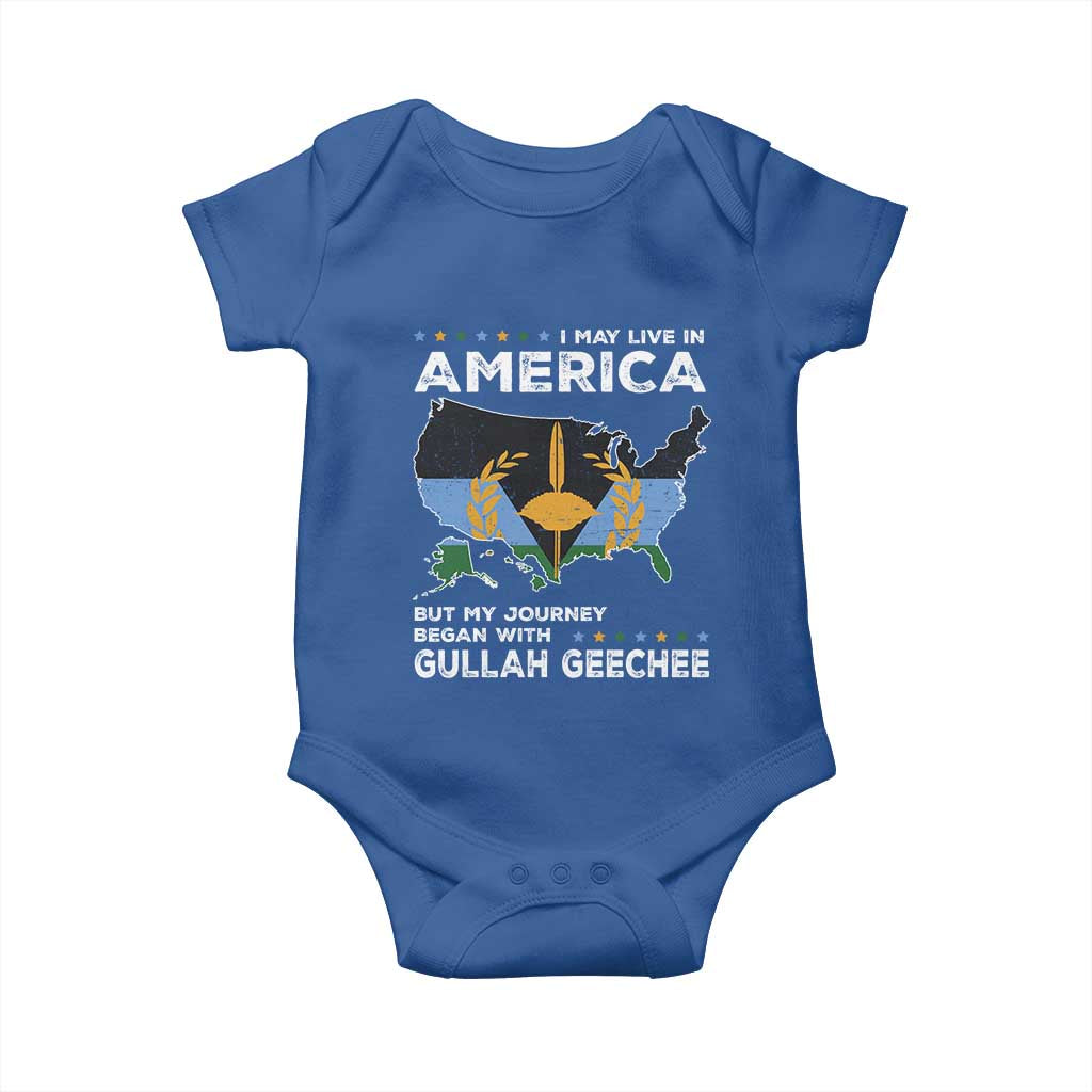 I May Live In America But My Journey Began With Gullah Geechee Baby Onesie Gullah Geechee Pride TS11 Royal Blue Print Your Wear