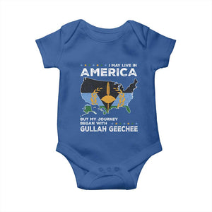 I May Live In America But My Journey Began With Gullah Geechee Baby Onesie Gullah Geechee Pride TS11 Royal Blue Print Your Wear