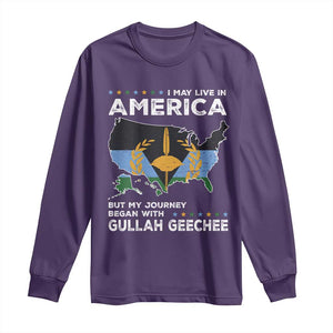 I May Live In America But My Journey Began With Gullah Geechee Long Sleeve Shirt Black History TS11 Purple Print Your Wear