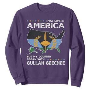 I May Live In America But My Journey Began With Gullah Geechee Sweatshirt Black History TS11 Purple Print Your Wear