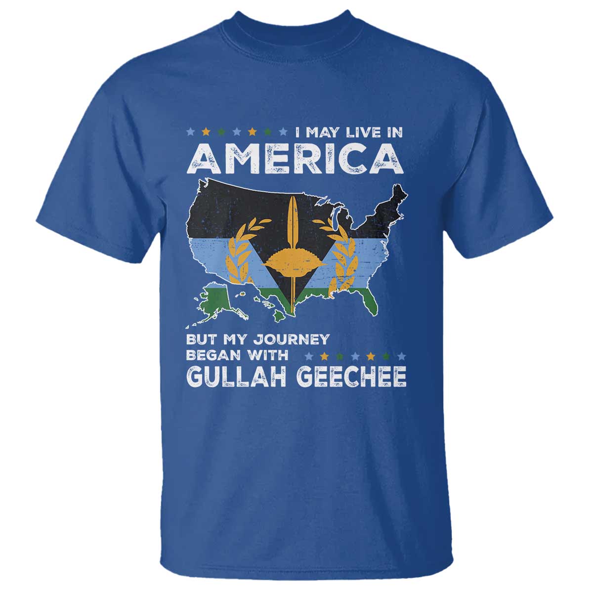 I May Live In America But My Journey Began With Gullah Geechee T Shirt Black History TS11 Royal Blue Print Your Wear