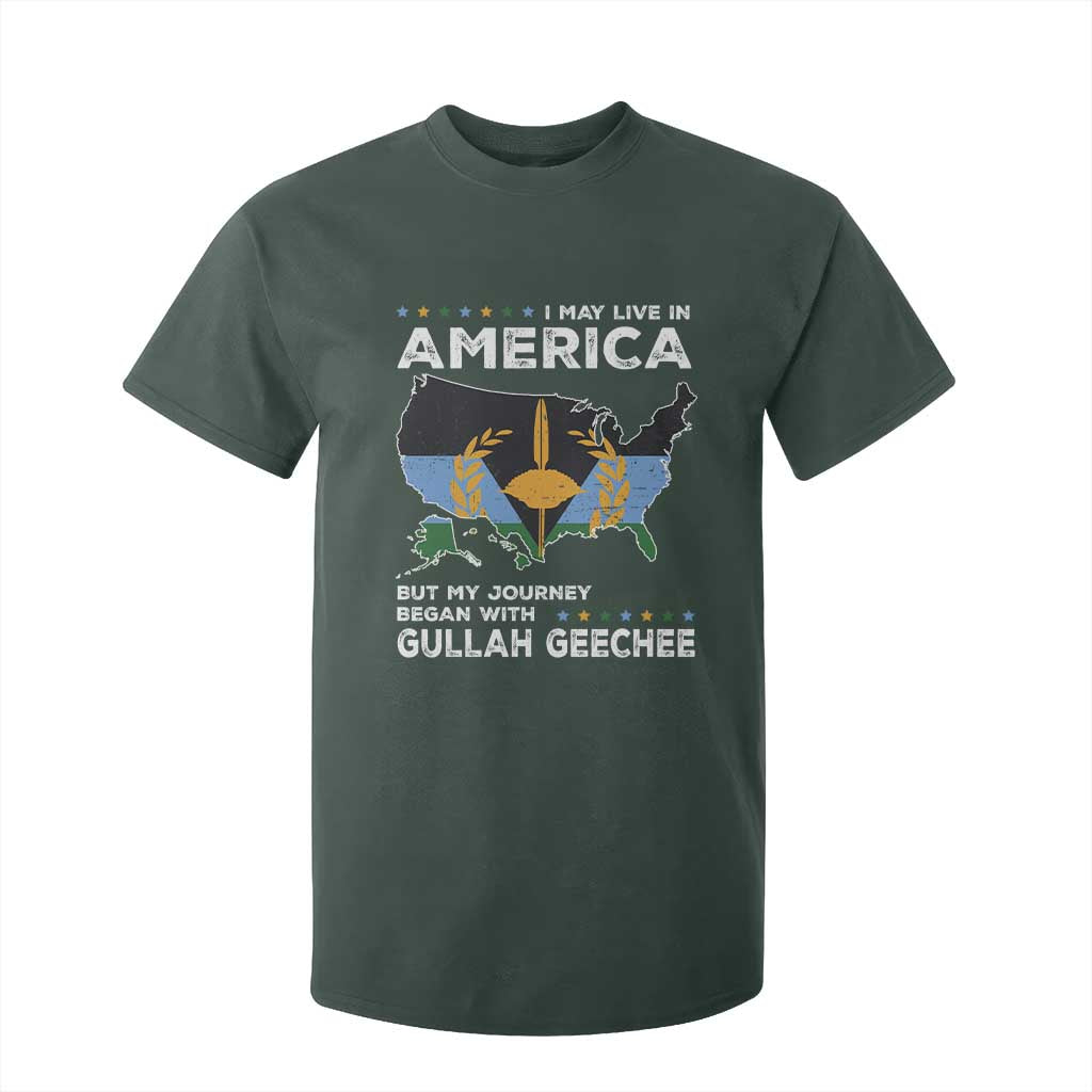 I May Live In America But My Journey Began With Gullah Geechee T Shirt For Kid Black History TS11 Dark Forest Green Print Your Wear