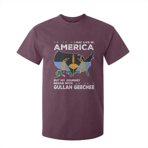 I May Live In America But My Journey Began With Gullah Geechee T Shirt For Kid Black History TS11 Maroon Print Your Wear