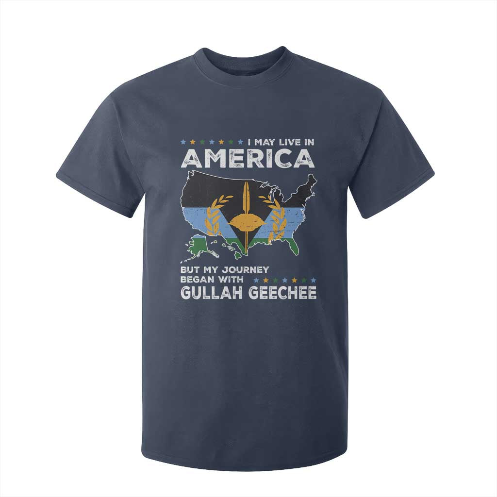 I May Live In America But My Journey Began With Gullah Geechee T Shirt For Kid Black History TS11 Navy Print Your Wear