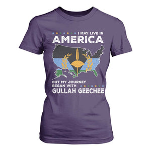 I May Live In America But My Journey Began With Gullah Geechee T Shirt For Women Black History TS11 Purple Print Your Wear