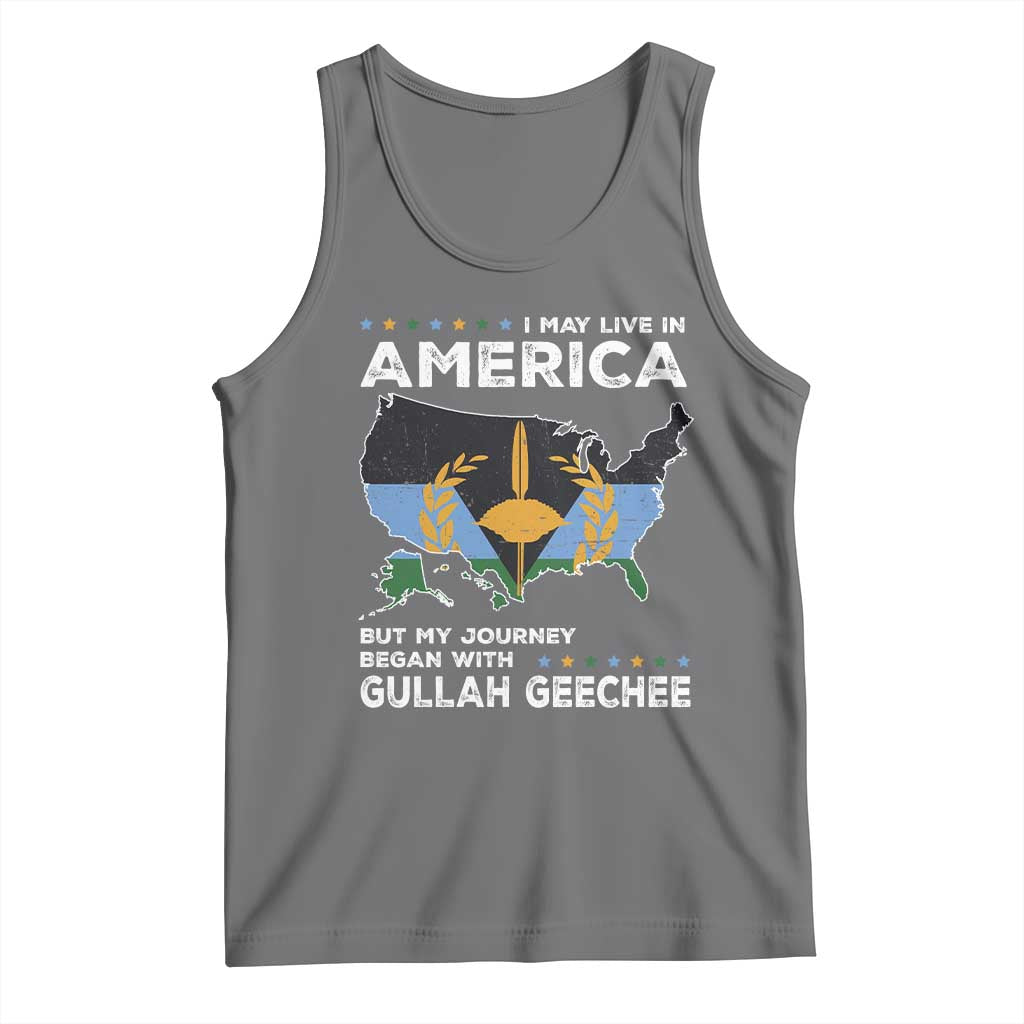 I May Live In America But My Journey Began With Gullah Geechee Tank Top Gullah Geechee Pride TS11 Black Heather Print Your Wear