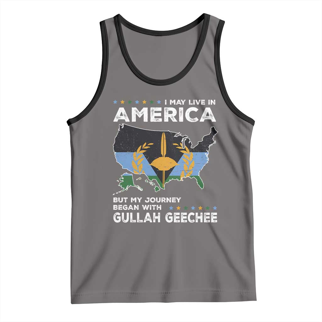 I May Live In America But My Journey Began With Gullah Geechee Tank Top Gullah Geechee Pride TS11 Deep Heather Black Print Your Wear