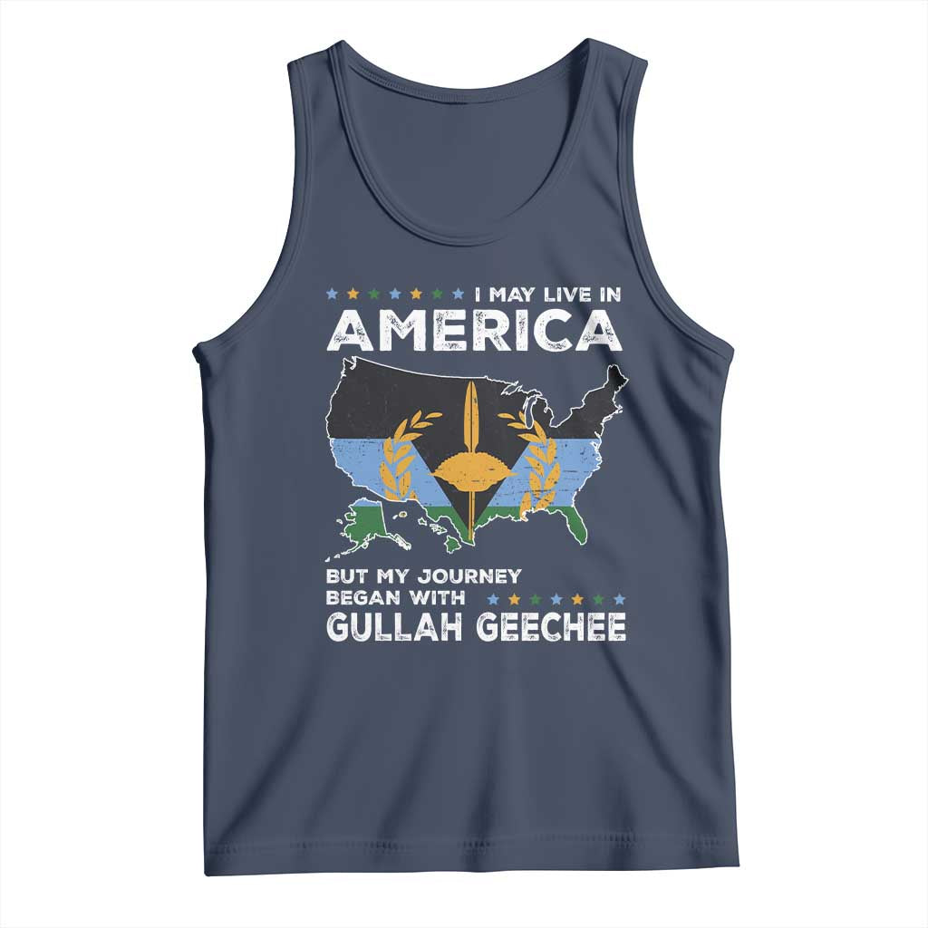 I May Live In America But My Journey Began With Gullah Geechee Tank Top Gullah Geechee Pride TS11 Navy Print Your Wear