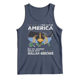 I May Live In America But My Journey Began With Gullah Geechee Tank Top Gullah Geechee Pride TS11 Navy Print Your Wear
