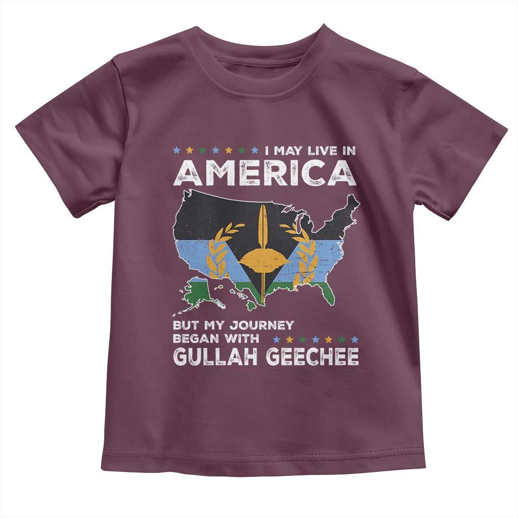 I May Live In America But My Journey Began With Gullah Geechee Toddler T Shirt Gullah Geechee Pride TS11 Maroon Print Your Wear