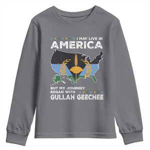 I May Live In America But My Journey Began With Gullah Geechee Youth Sweatshirt Black History TS11 Charcoal Print Your Wear