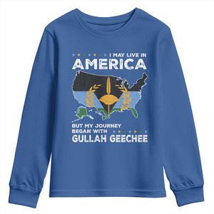 I May Live In America But My Journey Began With Gullah Geechee Youth Sweatshirt Black History TS11 Royal Blue Print Your Wear