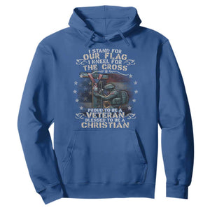 I Stand For Our Flag I Kneel For The Cross Proud Christian Veteran Hoodie TS11 Royal Blue Print Your Wear