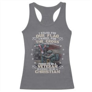 I Stand For Our Flag I Kneel For The Cross Proud Christian Veteran Racerback Tank Top TS11 Charcoal Print Your Wear