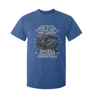 I Stand For Our Flag I Kneel For The Cross Proud Christian Veteran T Shirt For Kid TS11 Royal Blue Print Your Wear