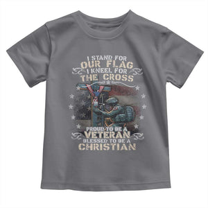 I Stand For Our Flag I Kneel For The Cross Proud Christian Veteran Toddler T Shirt TS11 Charcoal Print Your Wear