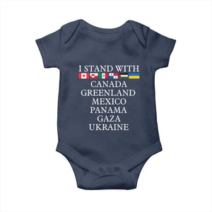 I Stand With Canada Greenland Mexico Panama Gaza Ukraine Baby Onesie TS02 Navy Print Your Wear