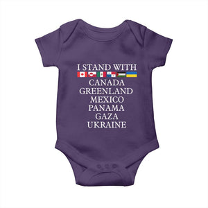 I Stand With Canada Greenland Mexico Panama Gaza Ukraine Baby Onesie TS02 Purple Print Your Wear