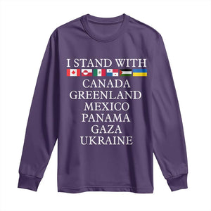 I Stand With Canada Greenland Mexico Panama Gaza Ukraine Long Sleeve Shirt TS02 Purple Print Your Wear