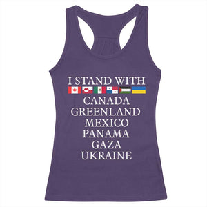 I Stand With Canada Greenland Mexico Panama Gaza Ukraine Racerback Tank Top TS02 Purple Print Your Wear