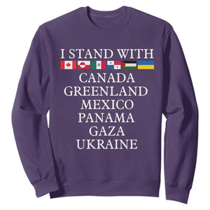 I Stand With Canada Greenland Mexico Panama Gaza Ukraine Sweatshirt TS02 Purple Print Your Wear